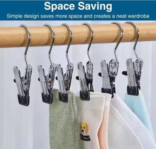 Stainless Steel Hangers with Clips Stylish 10pcs (Pack of 1) - GADGETA2Z